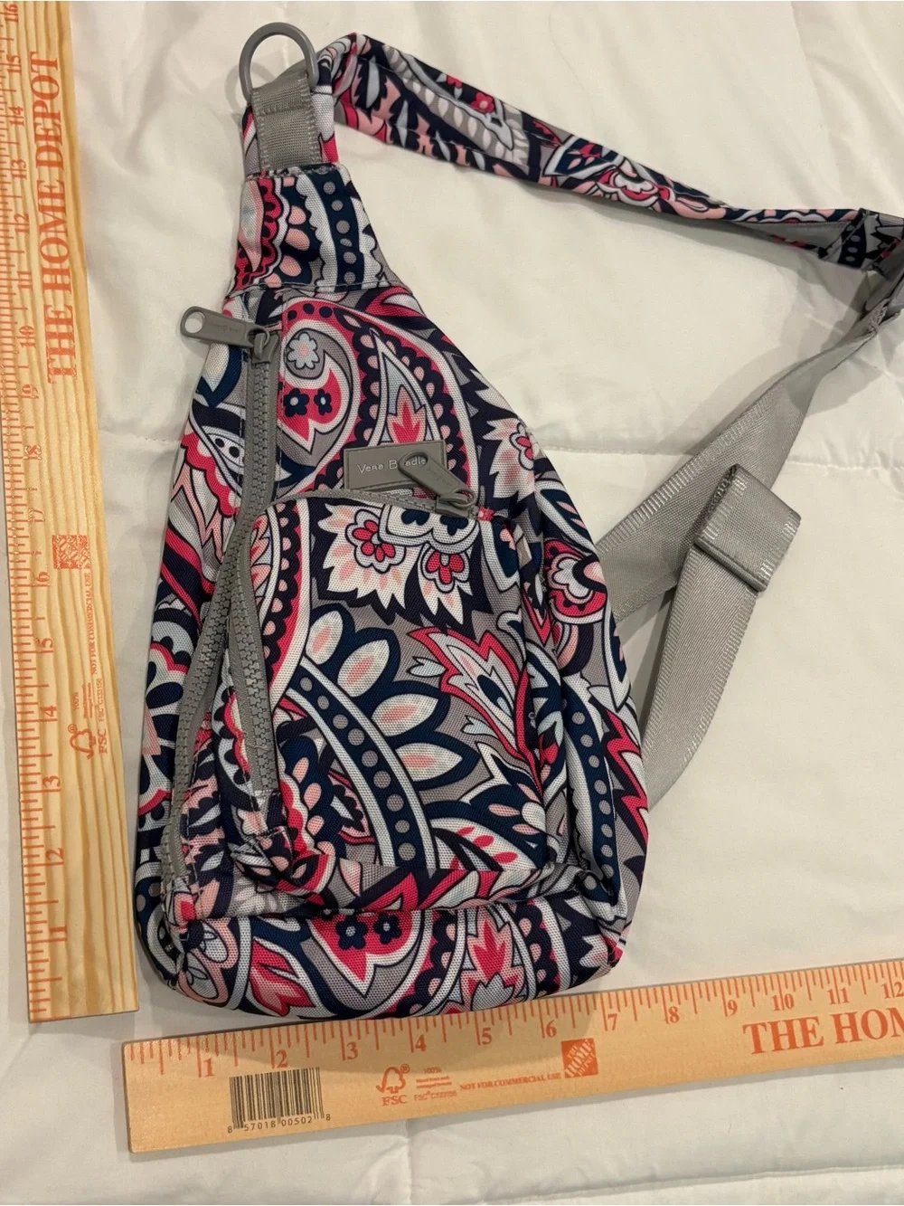 Vera Bradley Navy, Pink & Gray Paisley Crossbody Sling